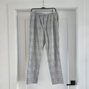 H&M Men's Gray Checkered Dress Pants Stretchy Waistband Size Small